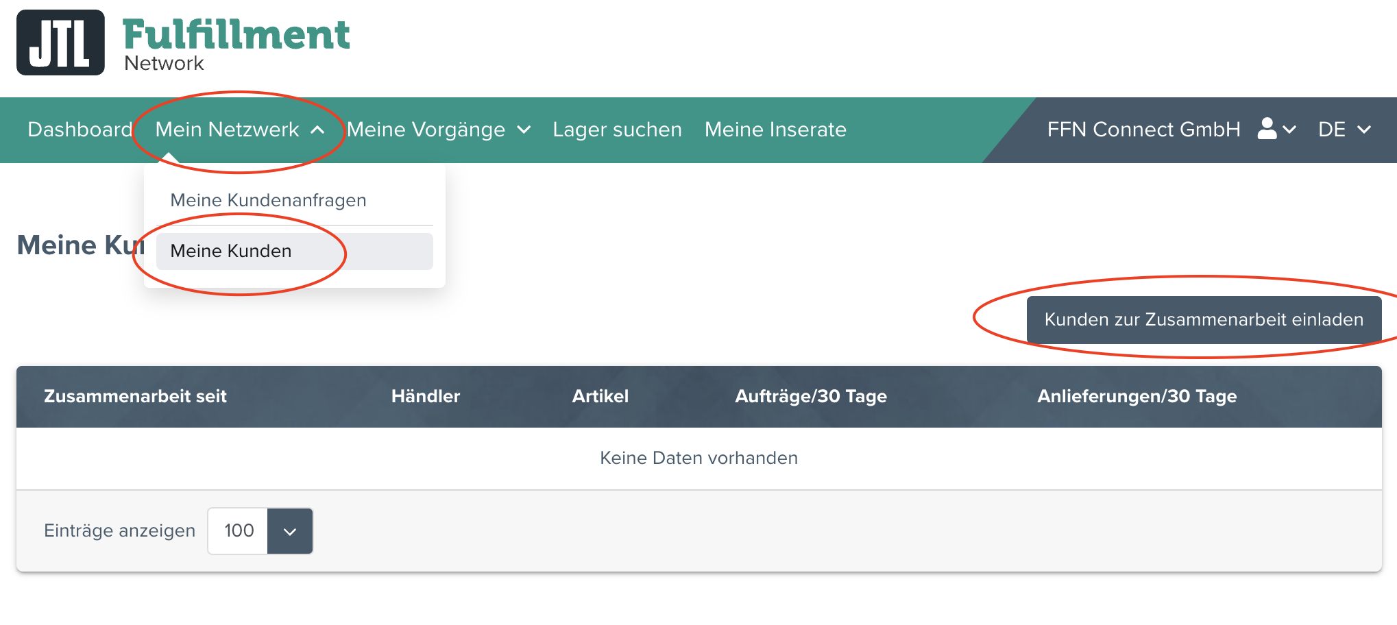 Fulfillment-Kunde hinzufügen