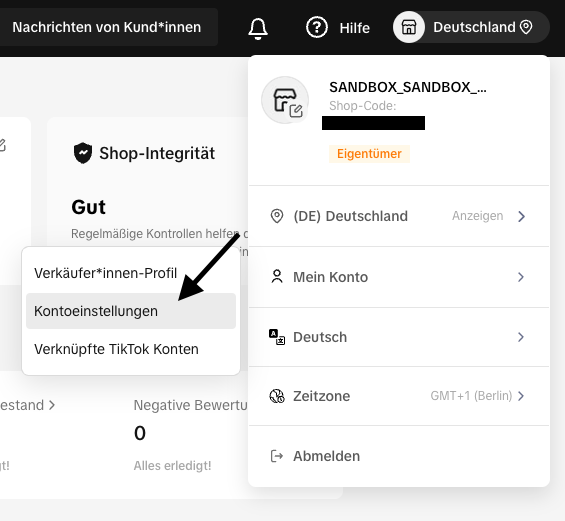 TikTok Kontoeinstellungen